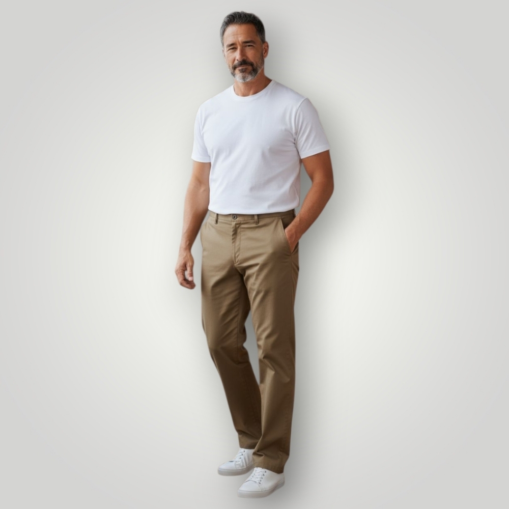 Eddie Bauer Mens‎ Light Khaki Chino Pants 44 Tall Wrinkle Resistant Relaxed Fit